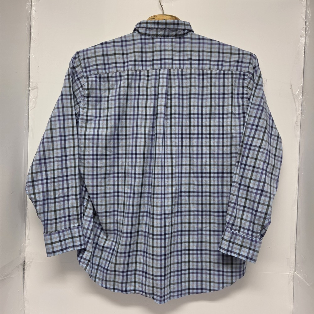 PETER MILLAR Dress Shirt XXL Mens Blue Plaid Cotton Button Down Long Sleeve - Picture 3 of 6